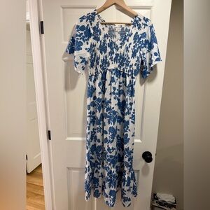 Blue and White Floral Maxi Dress